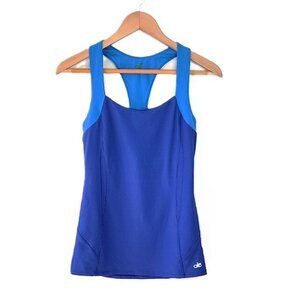ALO Yoga Blue Two Toned Athletic Racerback Tank Top sz M Exercise Workout Sporty
